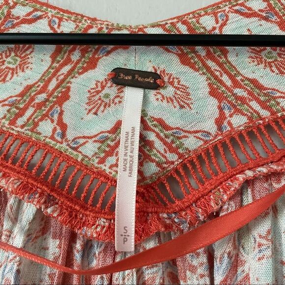 Free People Moonlight Dance Red Orange Boho Printed Tunic - Picture 5 of 6